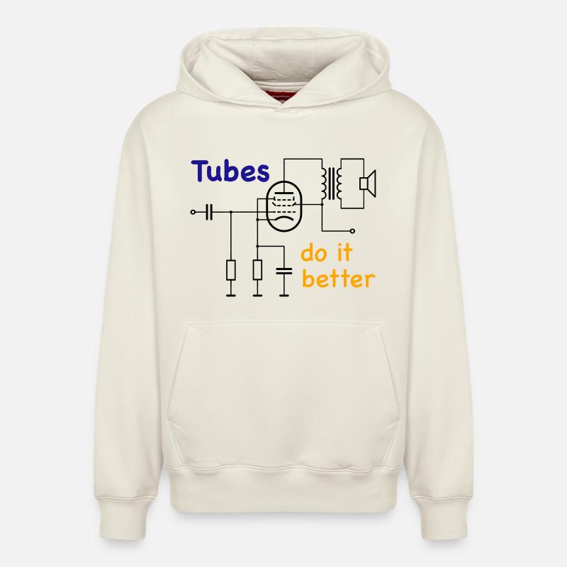 Tubes do it better, sombre - Sweat à capuche unisexe décontracté en coton biologique – de SPREAD - blanc cassé