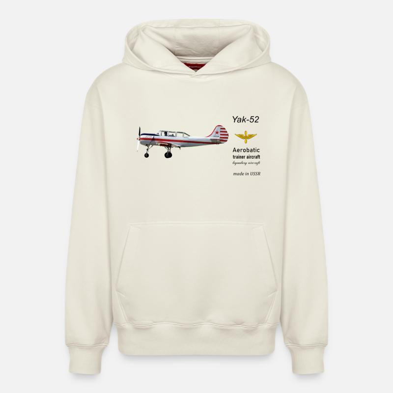Yak-52 - Sweat à capuche unisexe décontracté en coton biologique – de SPREAD - blanc cassé