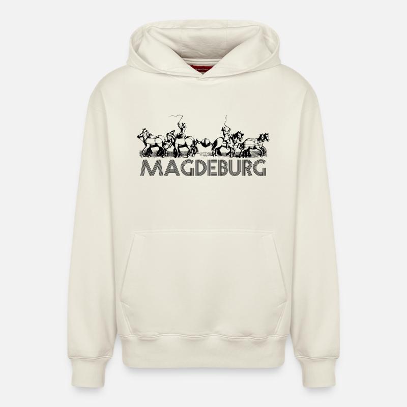 Magdebourg - Expérience Guericke - Sweat à capuche unisexe décontracté en coton biologique – de SPREAD - blanc cassé