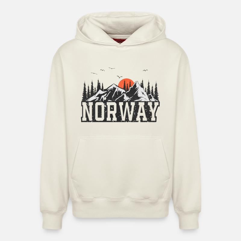 Norvège - Sweat à capuche unisexe décontracté en coton biologique – de SPREAD - blanc cassé