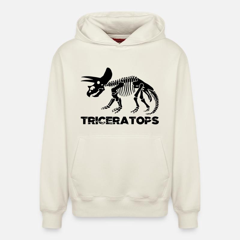 Squelette de tricératops noir - Sweat à capuche unisexe décontracté en coton biologique – de SPREAD - blanc cassé