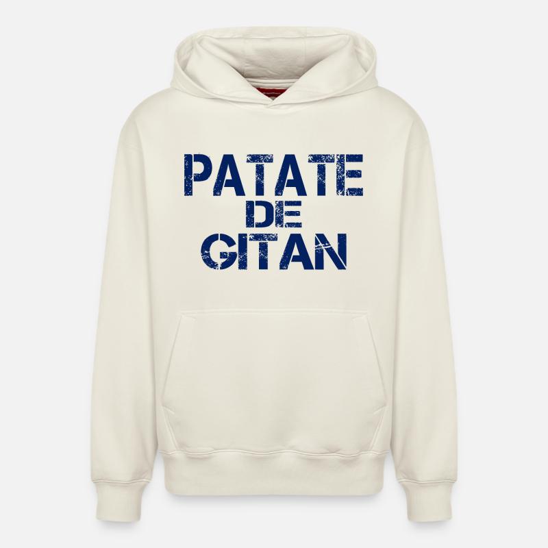 Patate GITAN bleu - Sweat à capuche unisexe décontracté en coton biologique – de SPREAD - blanc cassé