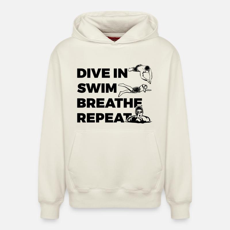 Routine de natation - Sweat à capuche unisexe décontracté en coton biologique – de SPREAD - blanc cassé