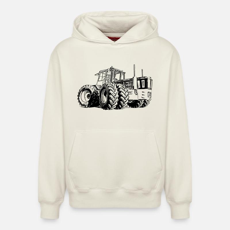 Tracteur Géant - Sweat à capuche unisexe décontracté en coton biologique – de SPREAD - blanc cassé