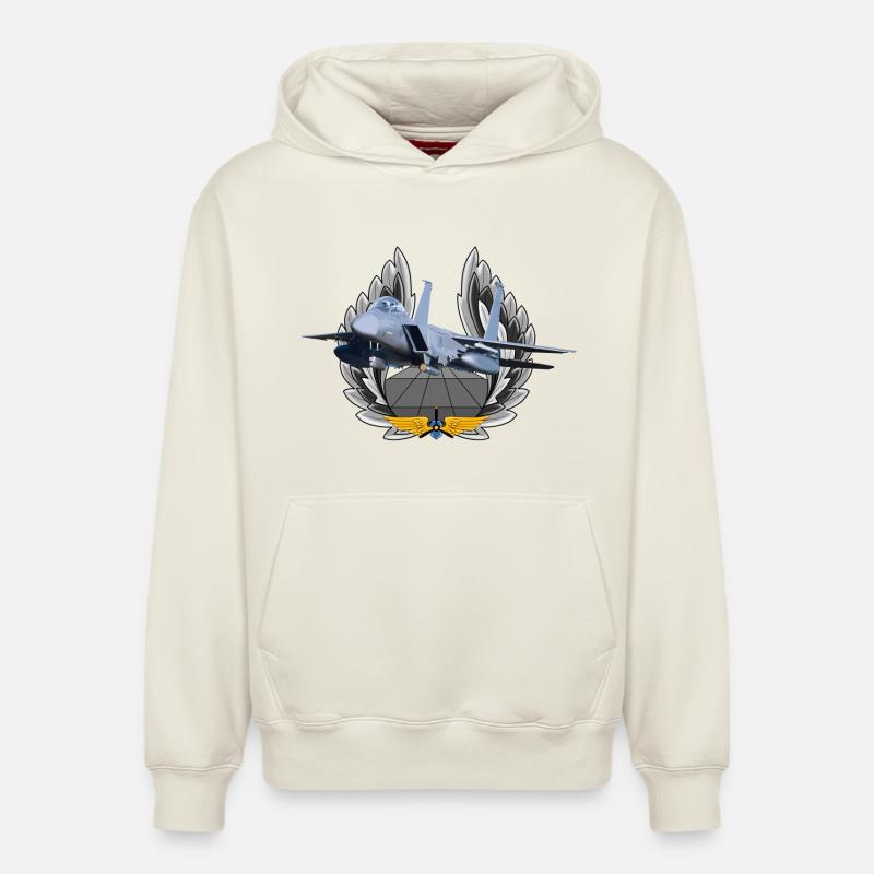 F-15 Eagle - Sweat à capuche unisexe décontracté en coton biologique – de SPREAD - blanc cassé
