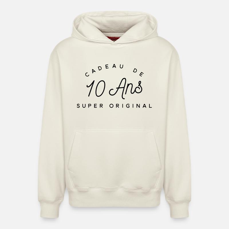 Cadeau 10 ans  - Sweat à capuche unisexe décontracté en coton biologique – de SPREAD - blanc cassé
