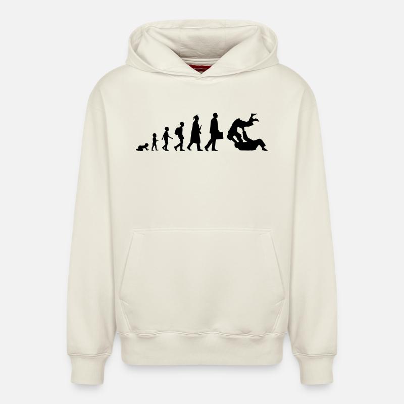 Entwicklung des Judo - Relaxed Unisex Organic Hoodie – von SPREAD - Naturweiß