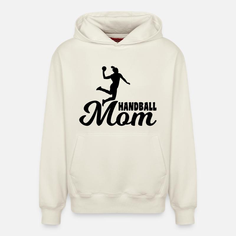 Mère du handball - Sweat à capuche unisexe décontracté en coton biologique – de SPREAD - blanc cassé