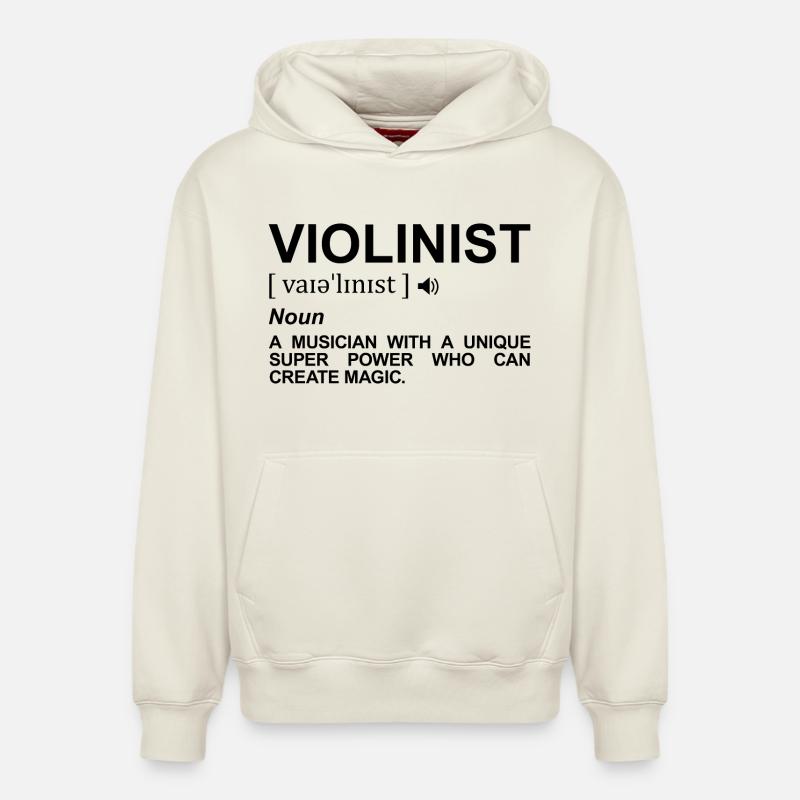 Définition du violoniste - Sweat à capuche unisexe décontracté en coton biologique – de SPREAD - blanc cassé