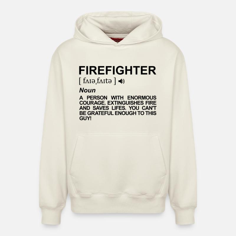 Signification pompier - Sweat à capuche unisexe décontracté en coton biologique – de SPREAD - blanc cassé