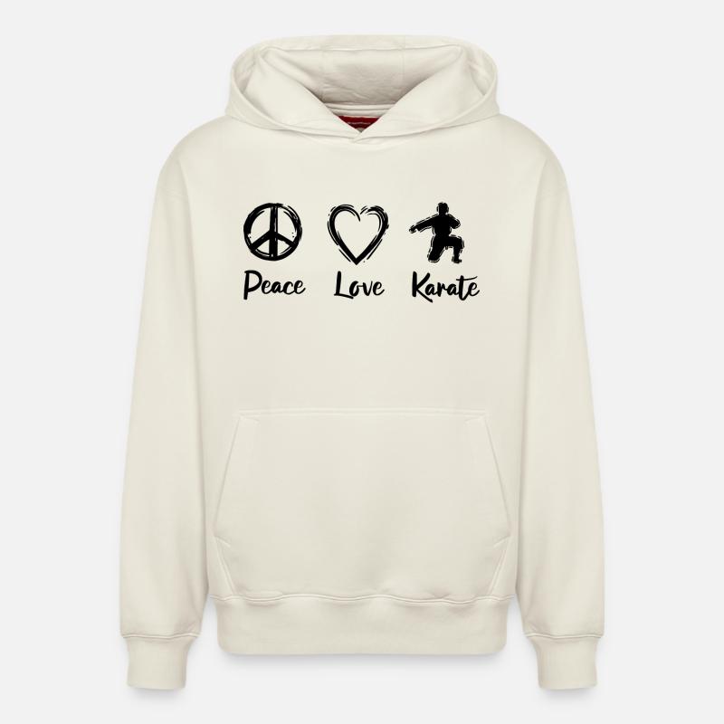 Karaté Amour - Sweat à capuche unisexe décontracté en coton biologique – de SPREAD - blanc cassé