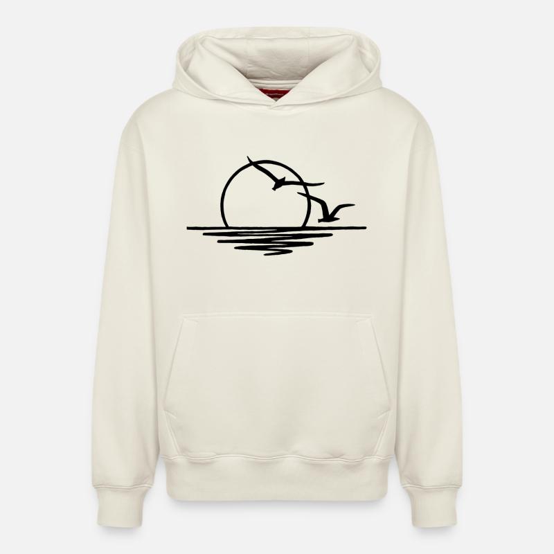 Soleil couchant (noir) - Sweat à capuche unisexe décontracté en coton biologique – de SPREAD - blanc cassé