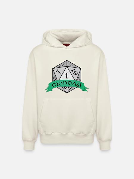 Monday Dice Emblem - Relaxed Unisex Organic Hoodie – by SPREAD - off white