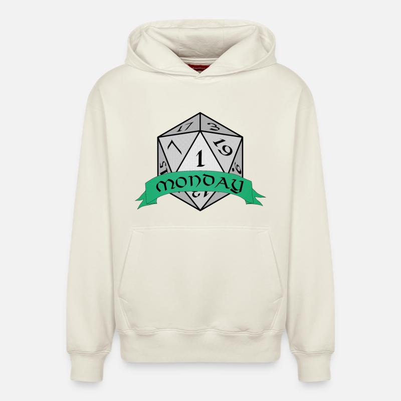Monday Dice Emblem - Relaxed Unisex Organic Hoodie – by SPREAD - off white