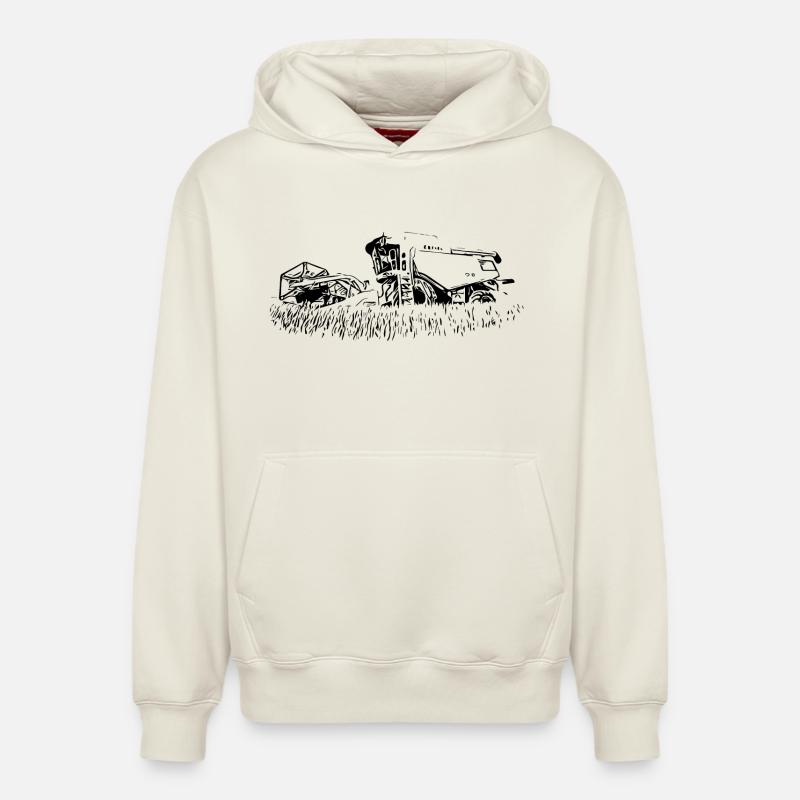 Moissonneuse-batteuse 600 - Sweat à capuche unisexe décontracté en coton biologique – de SPREAD - blanc cassé