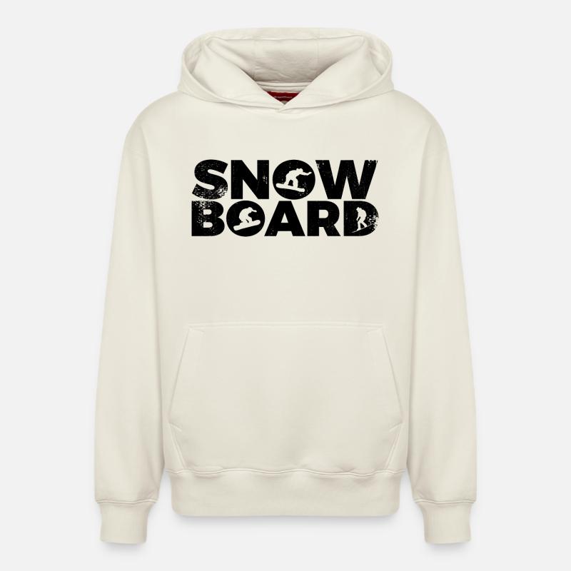Planche à neige - Sweat à capuche unisexe décontracté en coton biologique – de SPREAD - blanc cassé