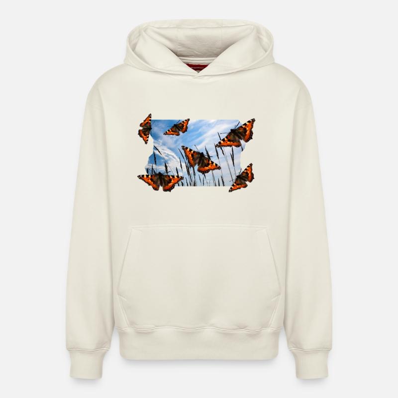 PAPILLON - Sweat à capuche unisexe décontracté en coton biologique – de SPREAD - blanc cassé