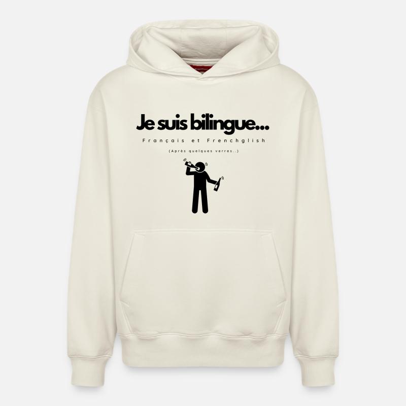 Je suis Bilingue - Sweat à capuche unisexe décontracté en coton biologique – de SPREAD - blanc cassé