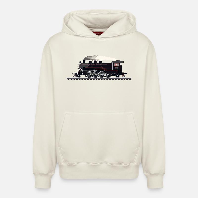 Graphique ferroviaire - Sweat à capuche unisexe décontracté en coton biologique – de SPREAD - blanc cassé