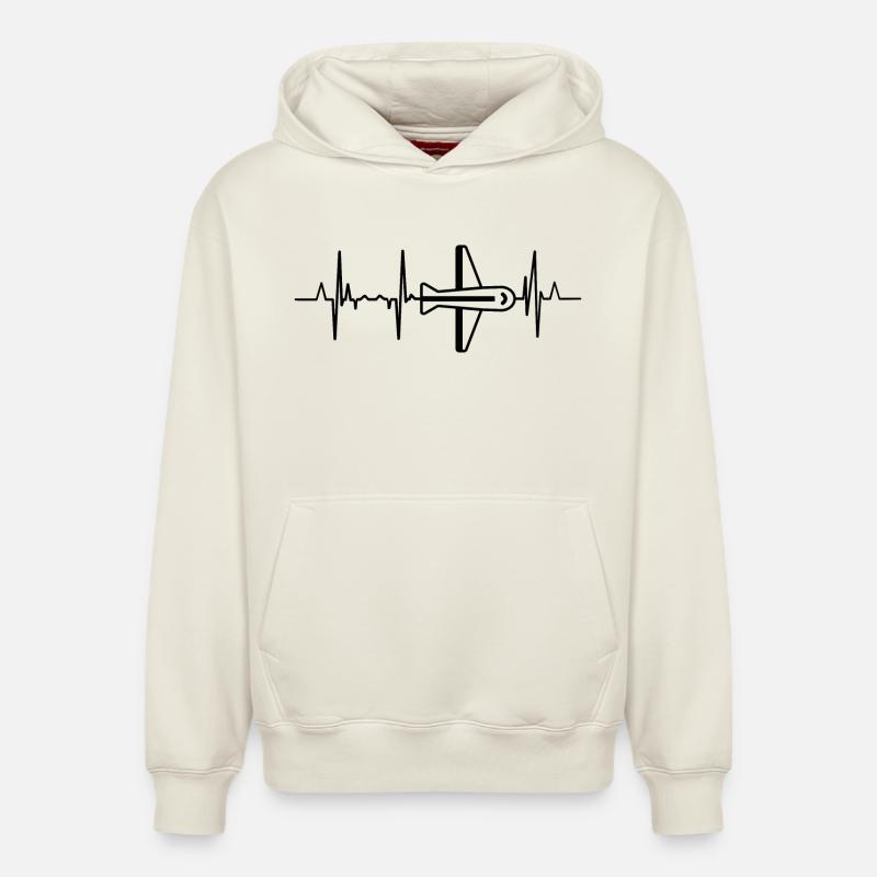 Palpitations cardiaques de l’aviation - Sweat à capuche unisexe décontracté en coton biologique – de SPREAD - blanc cassé