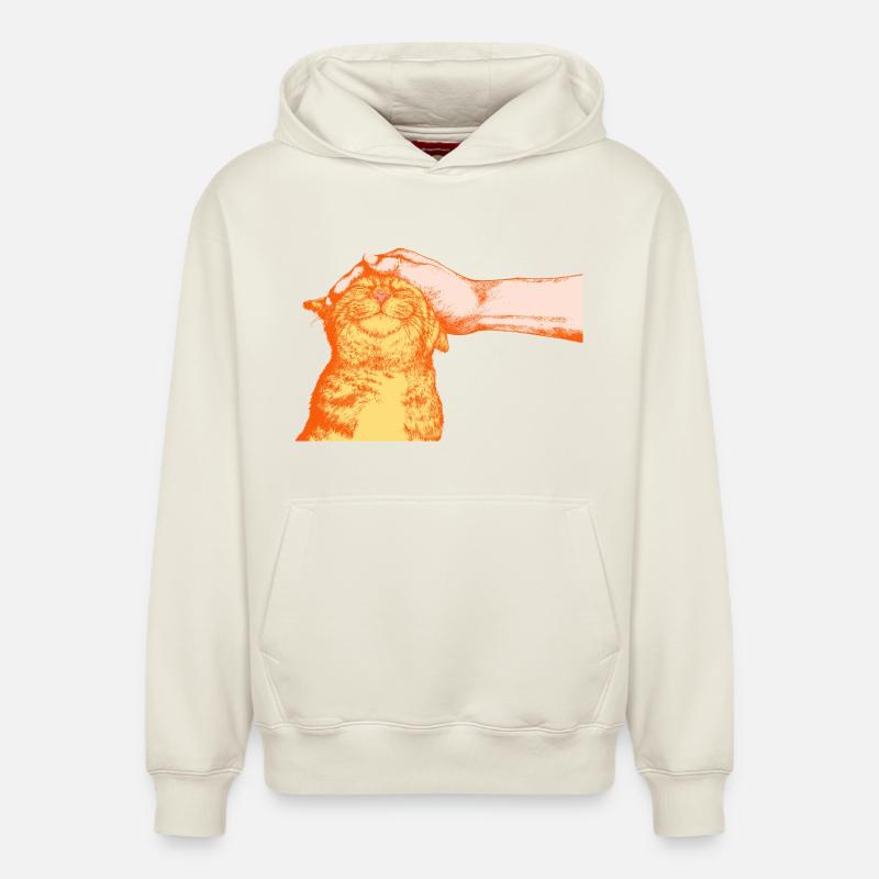 LE CHAT HEUREUX - Sweat à capuche unisexe décontracté en coton biologique – de SPREAD - blanc cassé