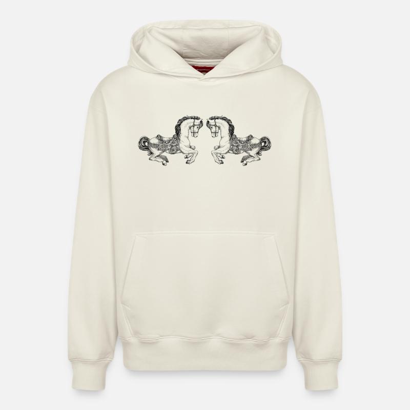 CHEVAUX DE CARROUSEL - Sweat à capuche unisexe décontracté en coton biologique – de SPREAD - blanc cassé