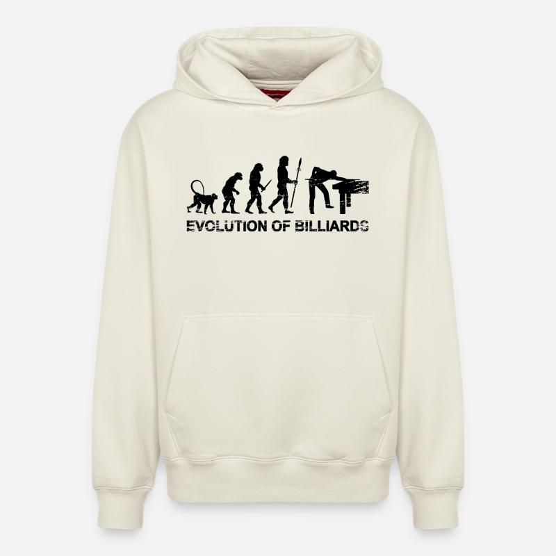 Billard Evolution - Relaxed Unisex Organic Hoodie – von SPREAD - Naturweiß