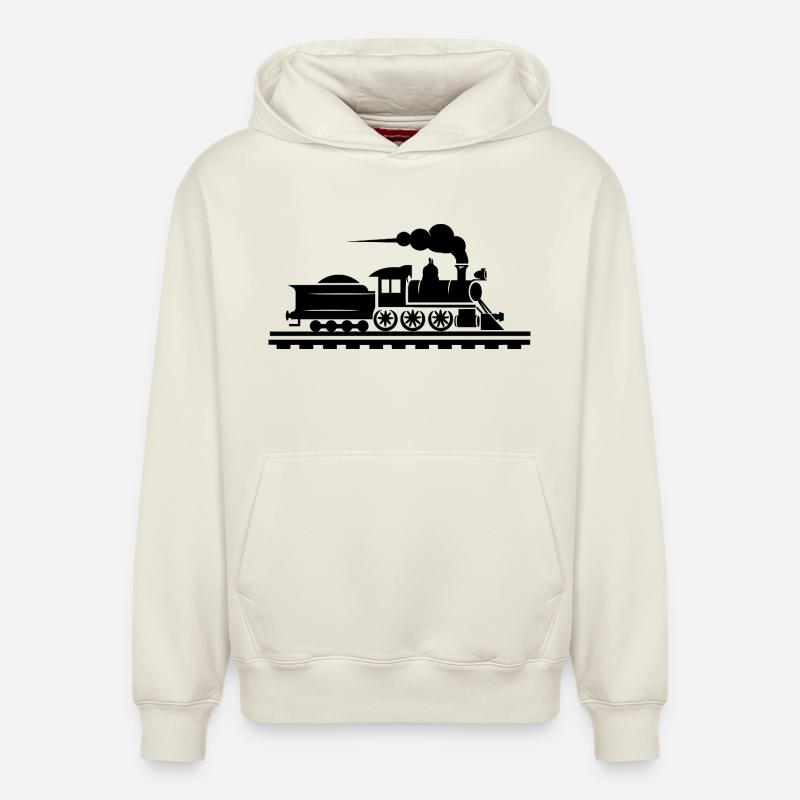 Graphique ferroviaire - Sweat à capuche unisexe décontracté en coton biologique – de SPREAD - blanc cassé