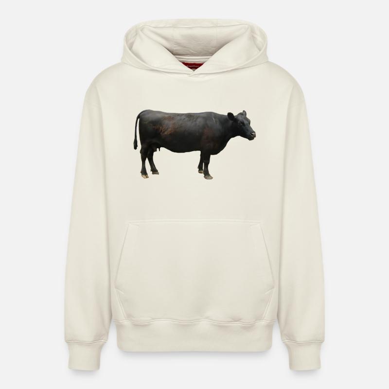 Boeuf noir - Sweat à capuche unisexe décontracté en coton biologique – de SPREAD - blanc cassé