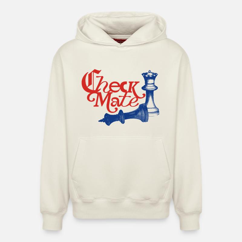 Déclaration de Check Mate - Sweat à capuche unisexe décontracté en coton biologique – de SPREAD - blanc cassé