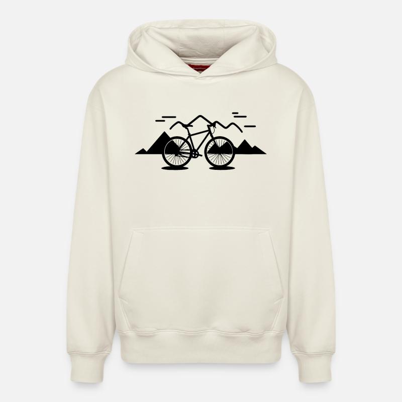 Croquis de VTT - Sweat à capuche unisexe décontracté en coton biologique – de SPREAD - blanc cassé