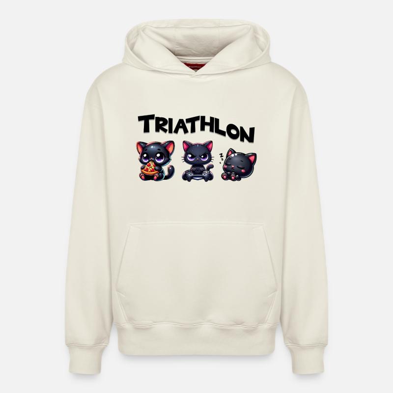 Triathlon Triathlète Chat - Sweat à capuche unisexe décontracté en coton biologique – de SPREAD - blanc cassé