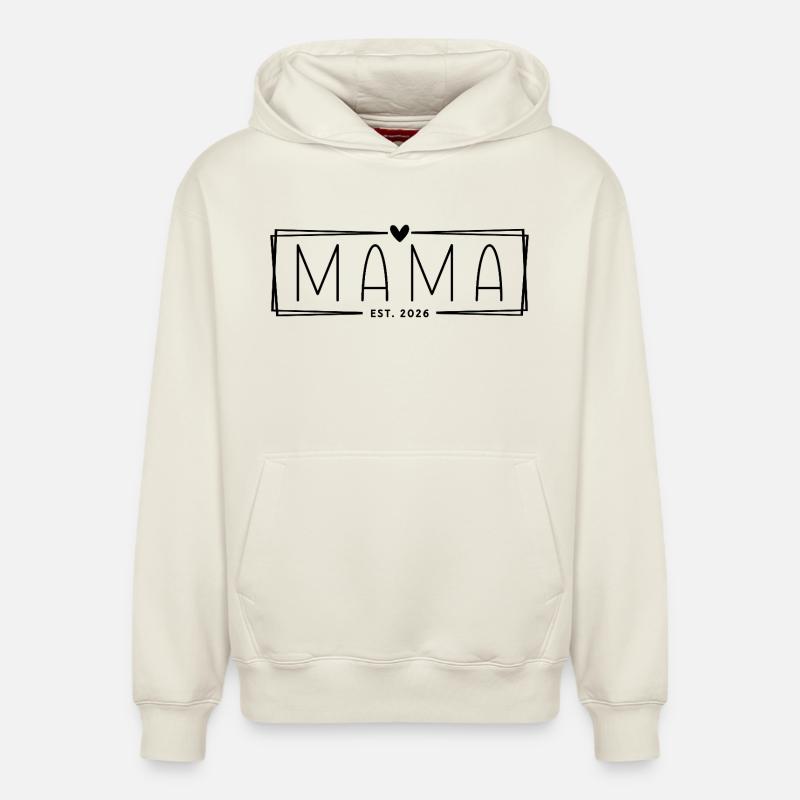 Mama Est. 2026 - Sweat à capuche unisexe décontracté en coton biologique – de SPREAD - blanc cassé