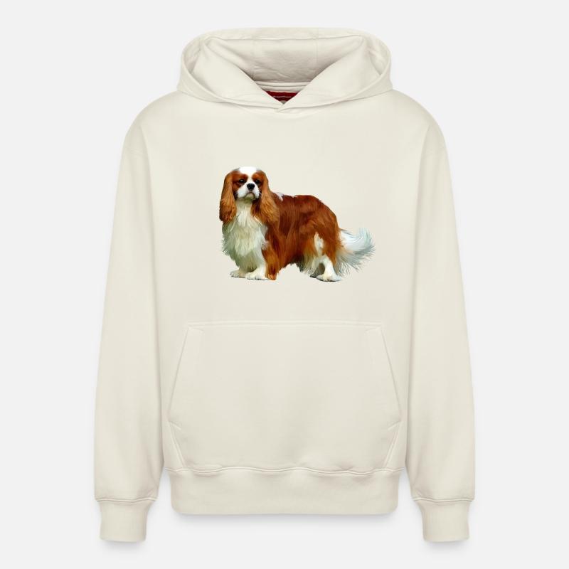 Cavalier King Charles Spaniel - Sweat à capuche unisexe décontracté en coton biologique – de SPREAD - blanc cassé