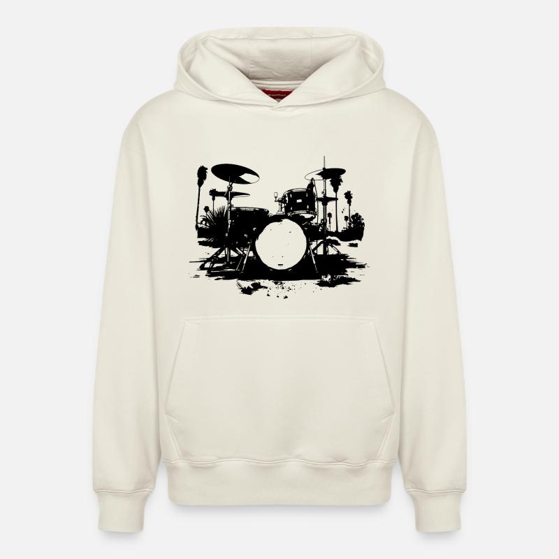 Percussion - Sweat à capuche unisexe décontracté en coton biologique – de SPREAD - blanc cassé