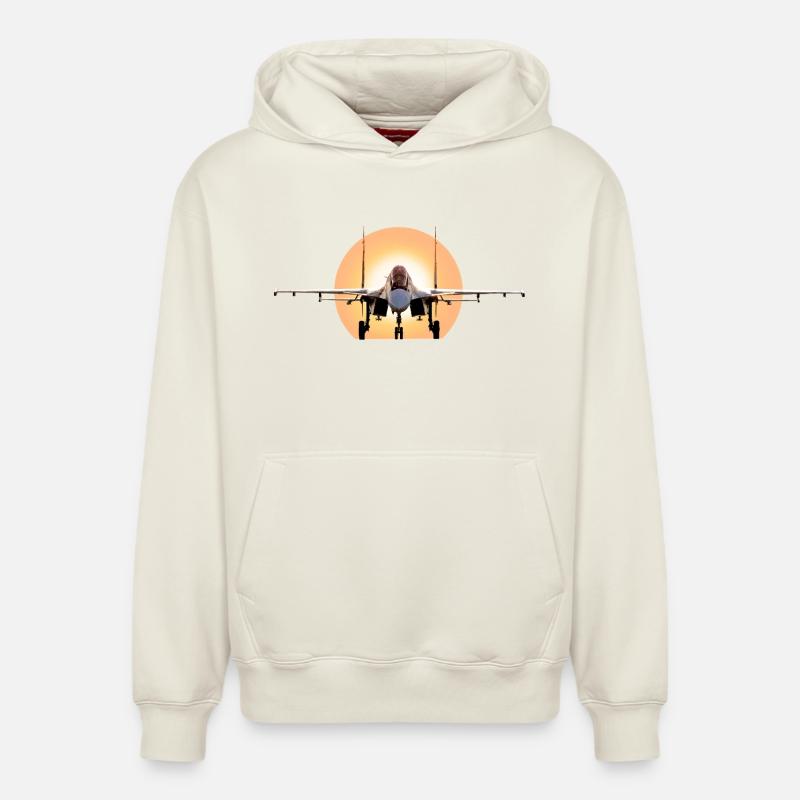 Su-30 SM - Sweat à capuche unisexe décontracté en coton biologique – de SPREAD - blanc cassé