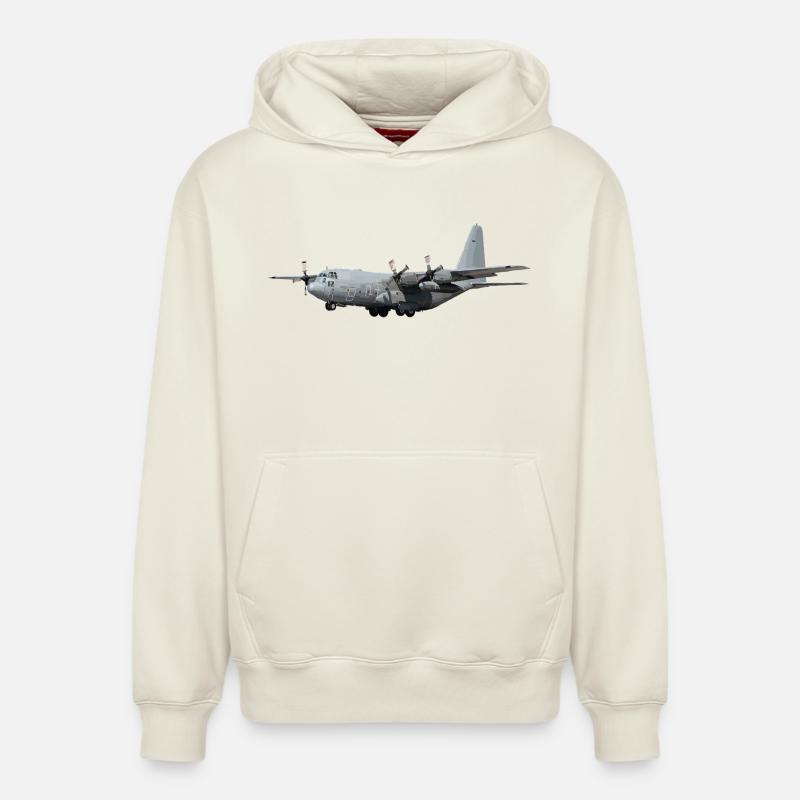 Hercules C-130 - Relaxed Unisex Organic Hoodie – von SPREAD - Naturweiß