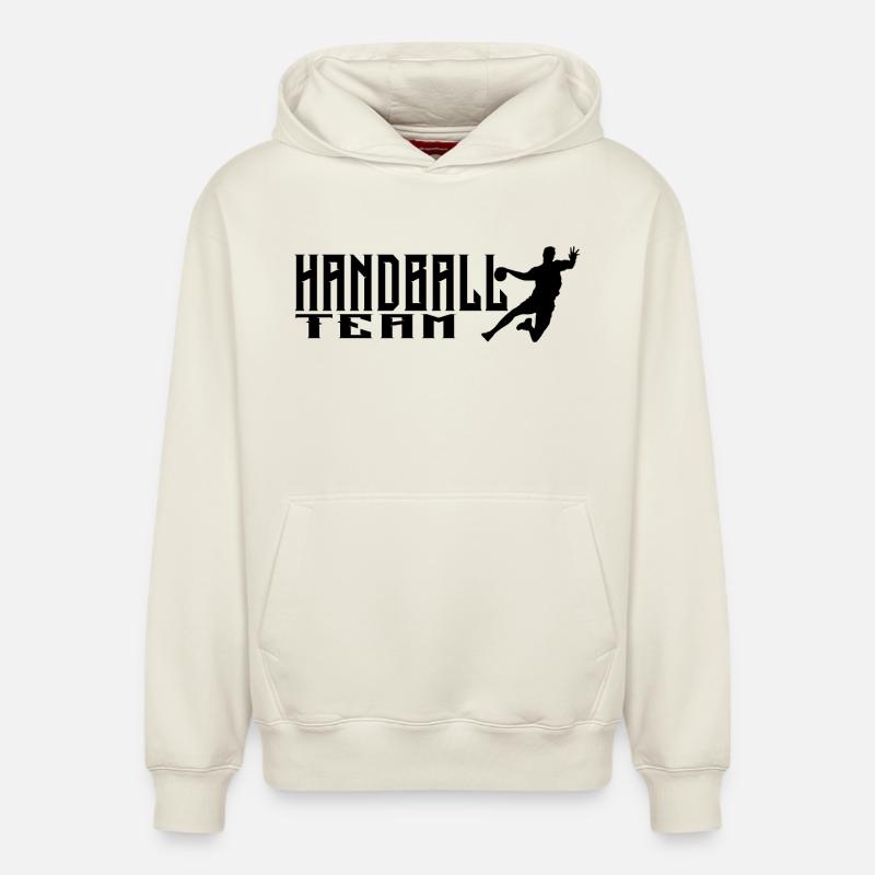 Équipe de handball - Sweat à capuche unisexe décontracté en coton biologique – de SPREAD - blanc cassé