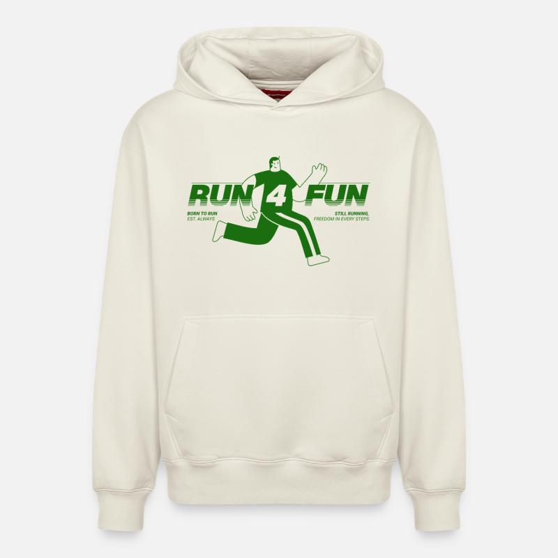 Run for Fun - Sweat à capuche unisexe décontracté en coton biologique – de SPREAD - blanc cassé