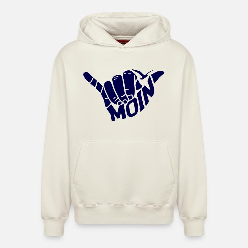 Signe de la main « MOIN » - Sweat à capuche unisexe décontracté en coton biologique – de SPREAD - blanc cassé
