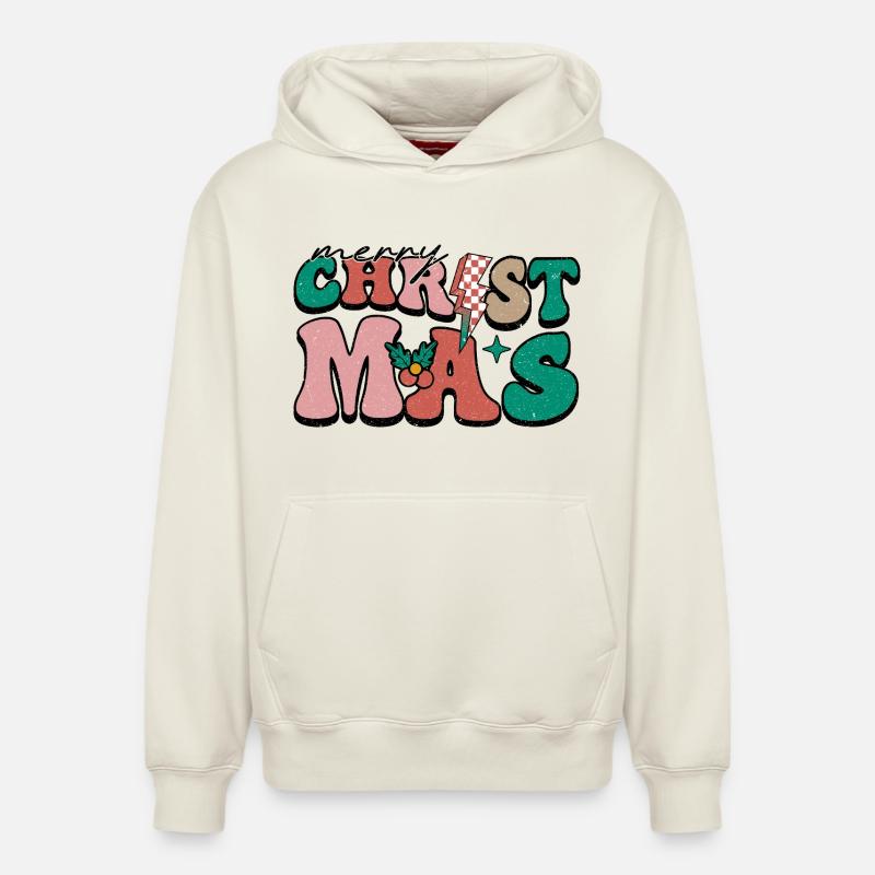 Noël - Sweat à capuche unisexe décontracté en coton biologique – de SPREAD - blanc cassé