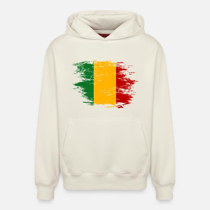 Drapeau du Mali utilisé - Sweat à capuche unisexe décontracté en coton biologique – de SPREAD - blanc cassé
