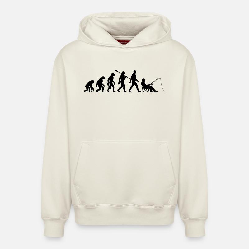 Evolution - angeln, Angler Geschenk - Relaxed Unisex Organic Hoodie – von SPREAD - Naturweiß