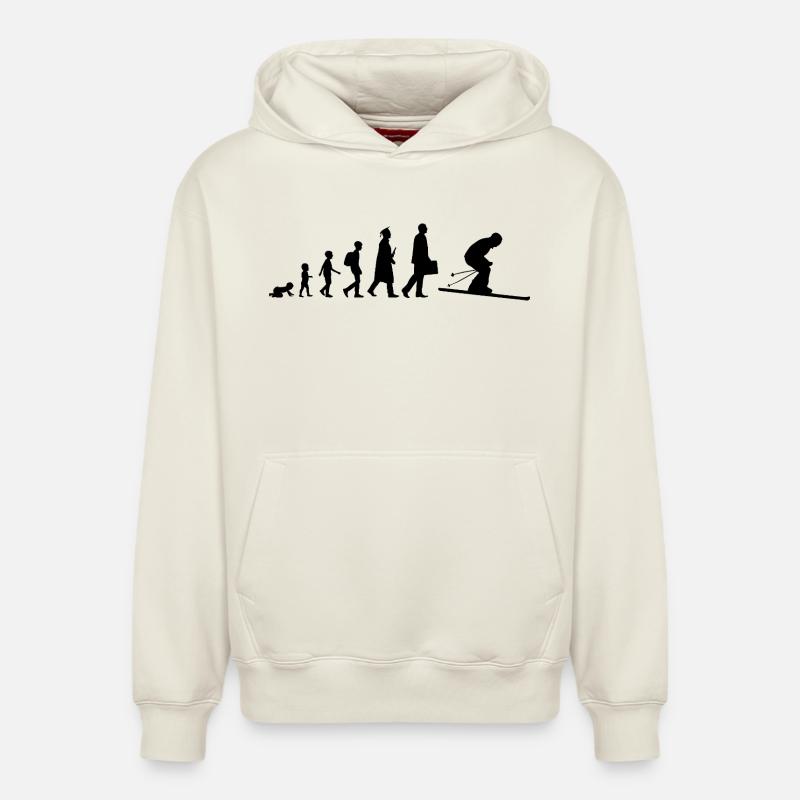 Skifahrer Evolution - Relaxed Unisex Organic Hoodie – von SPREAD - Naturweiß