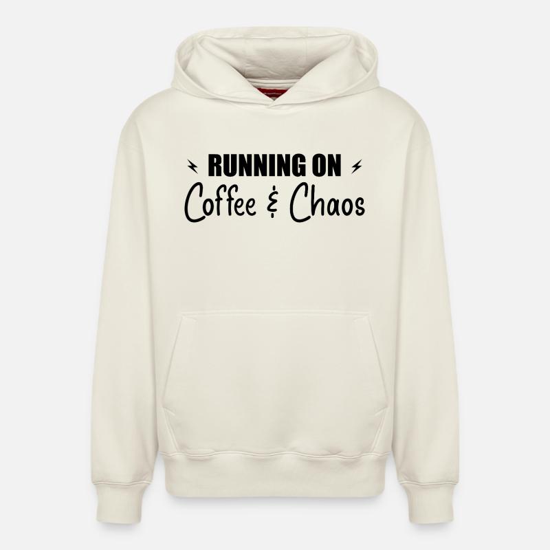 Running on coffee & chaos - Sweat à capuche unisexe décontracté en coton biologique – de SPREAD - blanc cassé