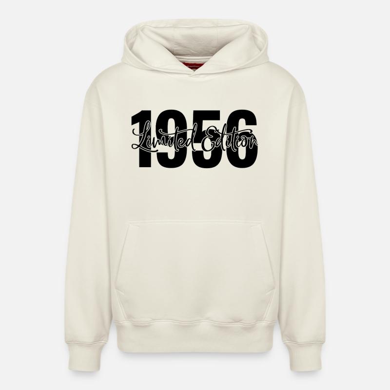 Edition limitée 1956 - Sweat à capuche unisexe décontracté en coton biologique – de SPREAD - blanc cassé