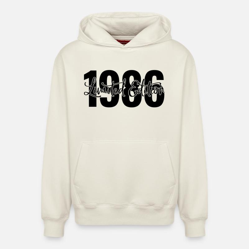 Edition limitée 1986 - Sweat à capuche unisexe décontracté en coton biologique – de SPREAD - blanc cassé