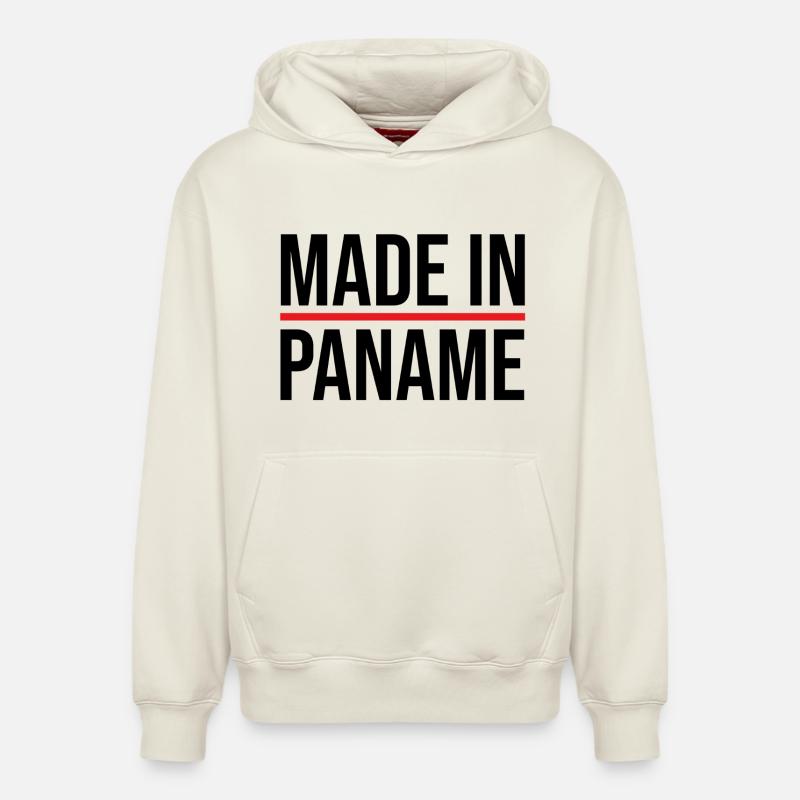 Made in Paname - Sweat à capuche unisexe décontracté en coton biologique – de SPREAD - blanc cassé