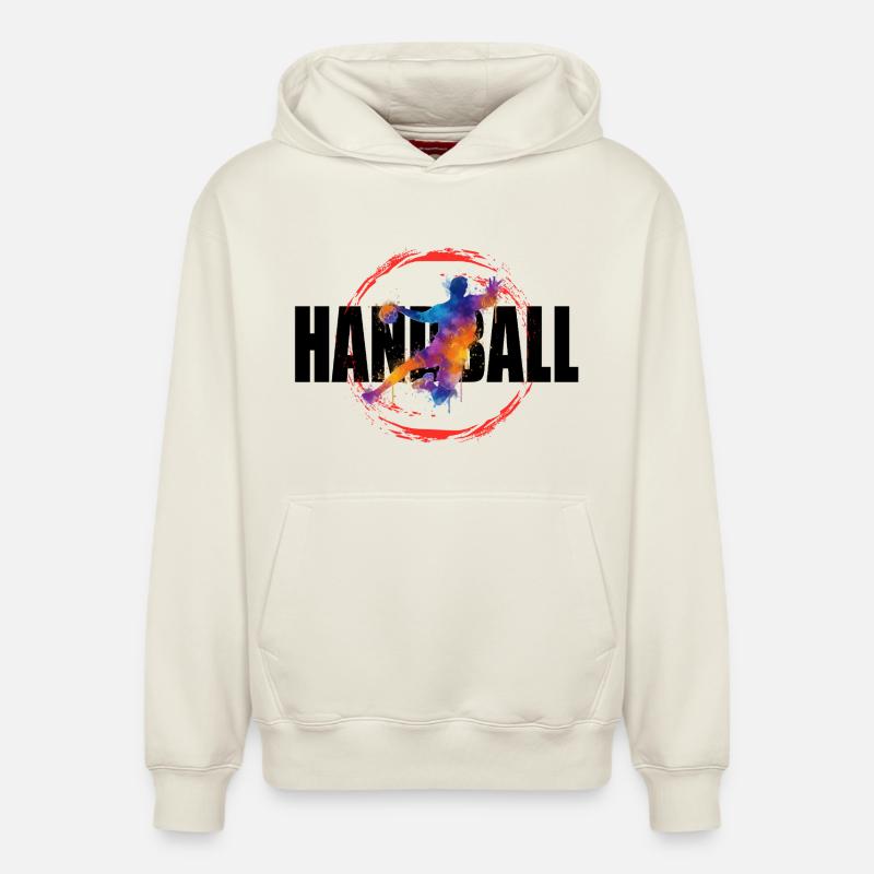 Handball - Sweat à capuche unisexe décontracté en coton biologique – de SPREAD - blanc cassé