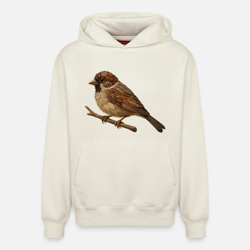 Moineau à l’aspect naturel - Sweat à capuche unisexe décontracté en coton biologique – de SPREAD - blanc cassé